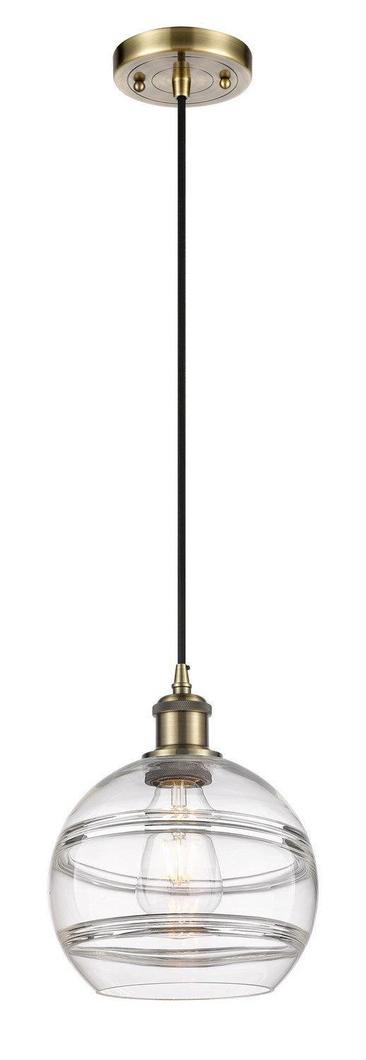 Innovations 516-1P-AB-G556-8CL One Light Mini Pendant, Antique Brass
