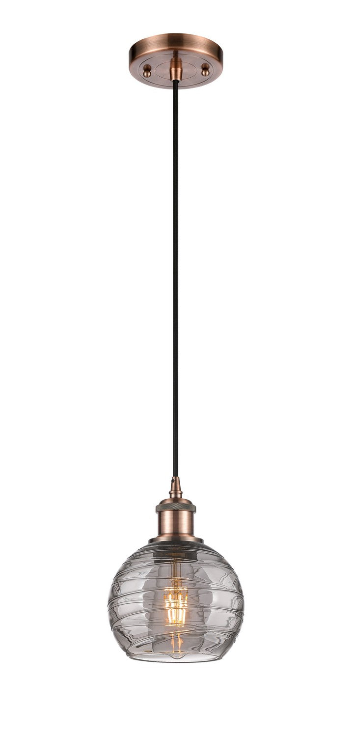 Innovations 516-1P-AC-G1213-6SM One Light Mini Pendant, Antique Copper
