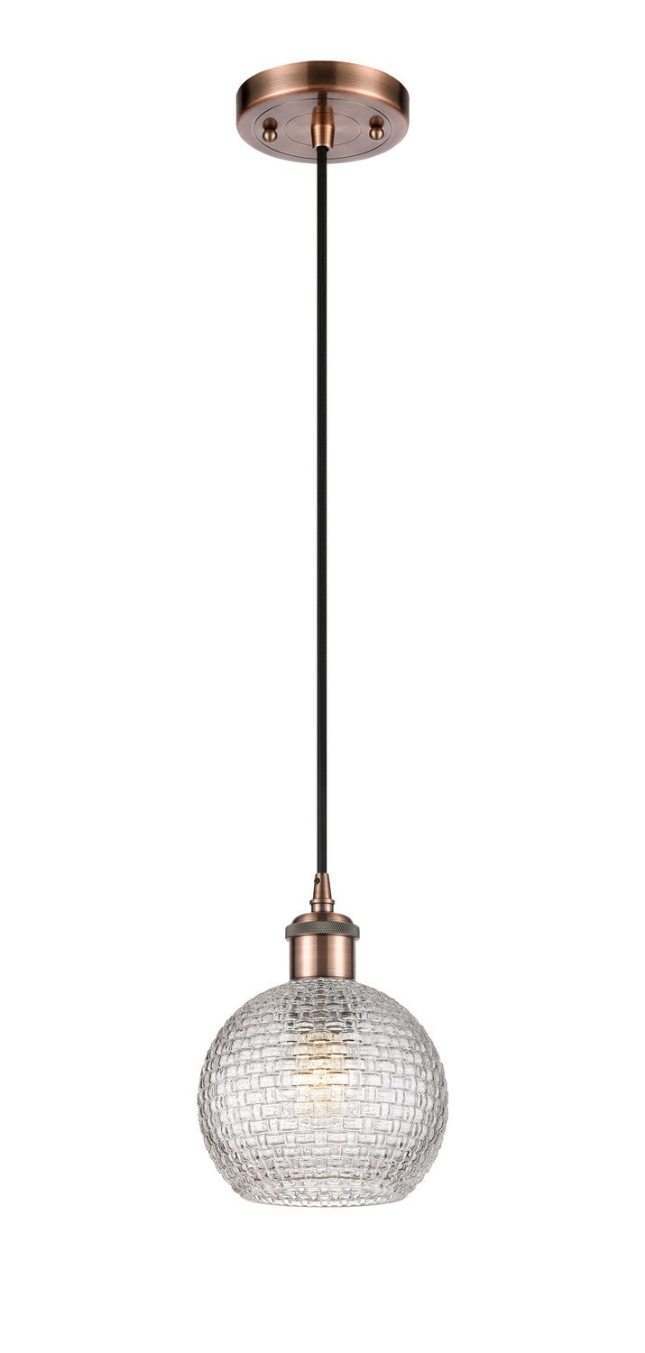 Innovations 516-1P-AC-G122C-6CL One Light Mini Pendant, Antique Copper