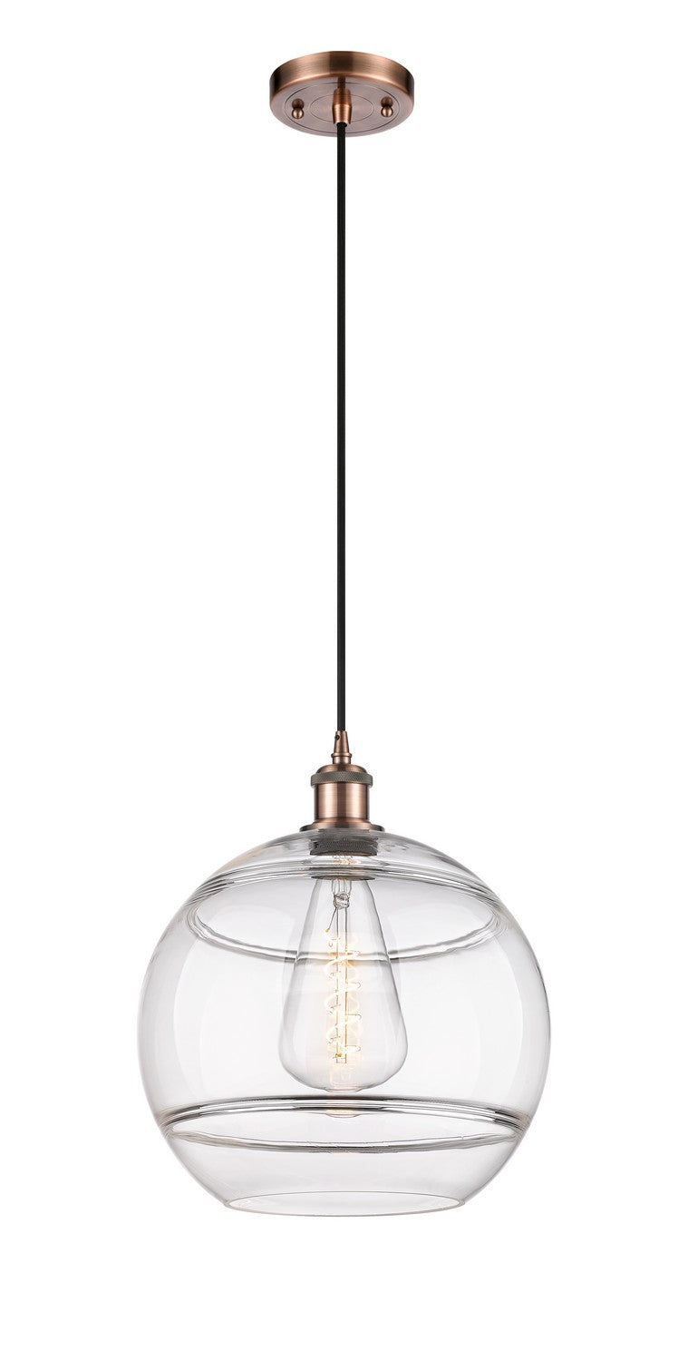 Innovations 516-1P-AC-G556-12CL One Light Mini Pendant, Antique Copper
