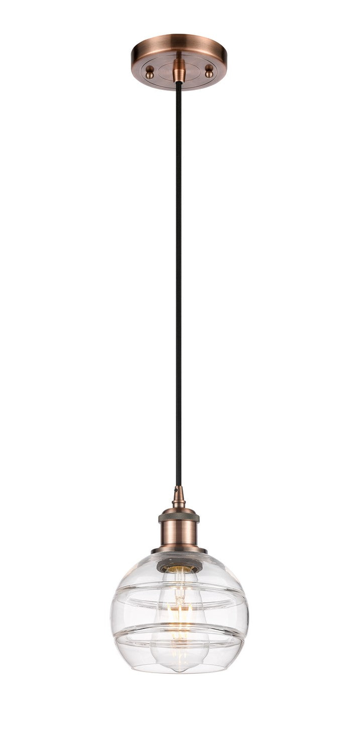 Innovations 516-1P-AC-G556-6CL One Light Mini Pendant, Antique Copper