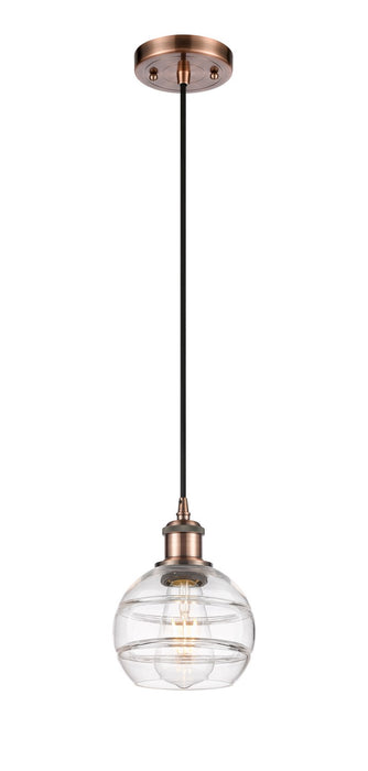 Innovations 516-1P-AC-G556-6CL One Light Mini Pendant, Antique Copper