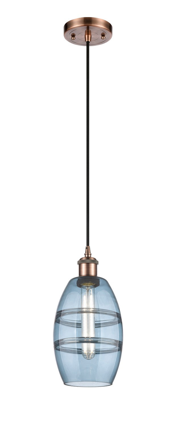 Innovations 516-1P-AC-G557-6BL One Light Mini Pendant, Antique Copper