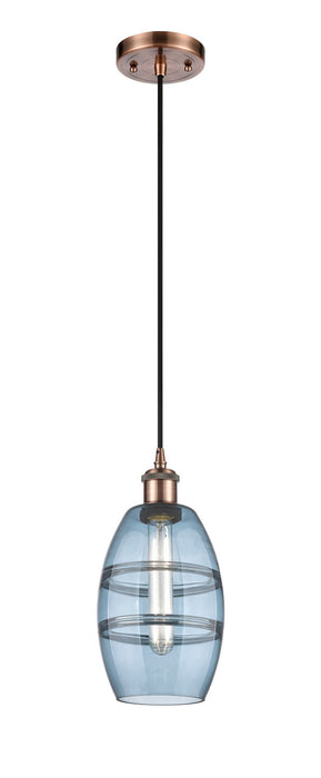 Innovations 516-1P-AC-G557-6BL One Light Mini Pendant, Antique Copper