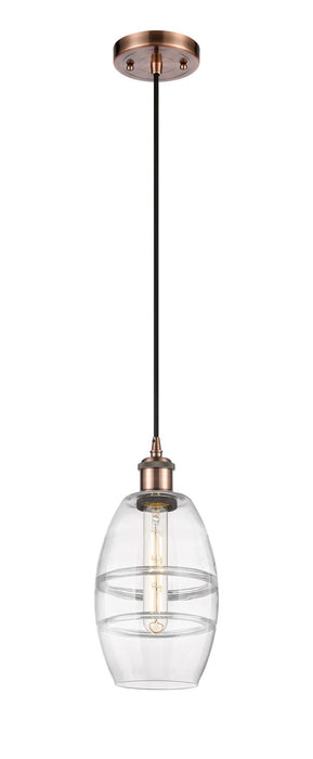 Innovations 516-1P-AC-G557-6CL One Light Mini Pendant, Antique Copper