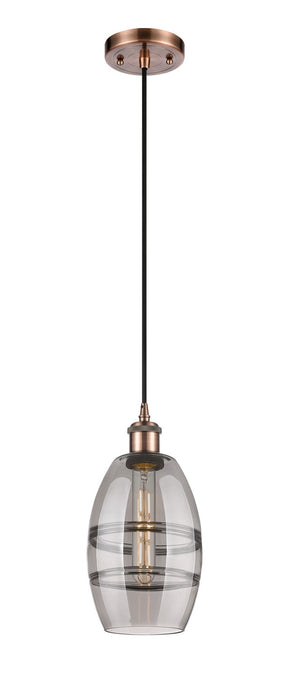 Innovations 516-1P-AC-G557-6SM One Light Mini Pendant, Antique Copper
