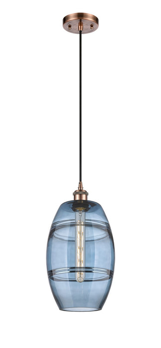 Innovations 516-1P-AC-G557-8BL One Light Mini Pendant, Antique Copper