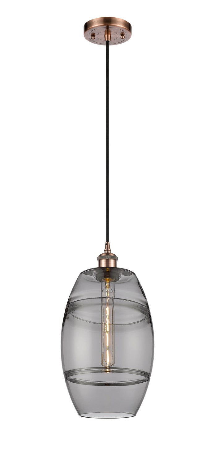 Innovations 516-1P-AC-G557-8SM One Light Mini Pendant, Antique Copper