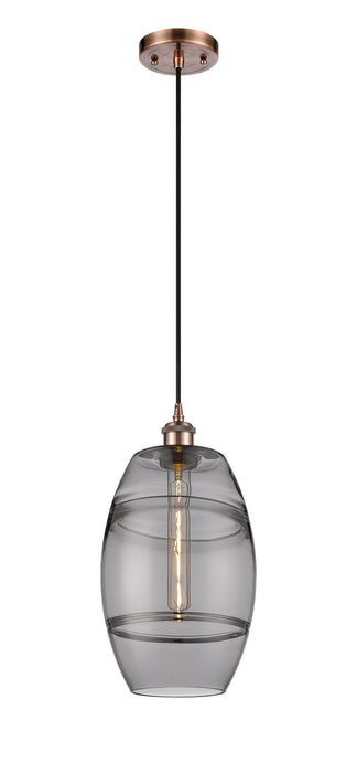 Innovations 516-1P-AC-G557-8SM One Light Mini Pendant, Antique Copper