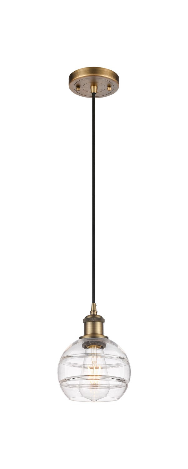 Innovations 516-1P-BB-G556-6CL One Light Mini Pendant, Brushed Brass