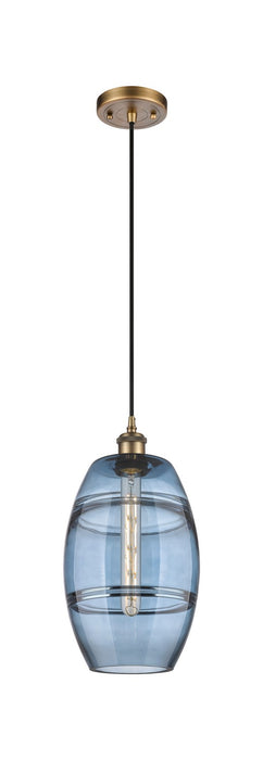 Innovations 516-1P-BB-G557-8BL One Light Mini Pendant, Brushed Brass