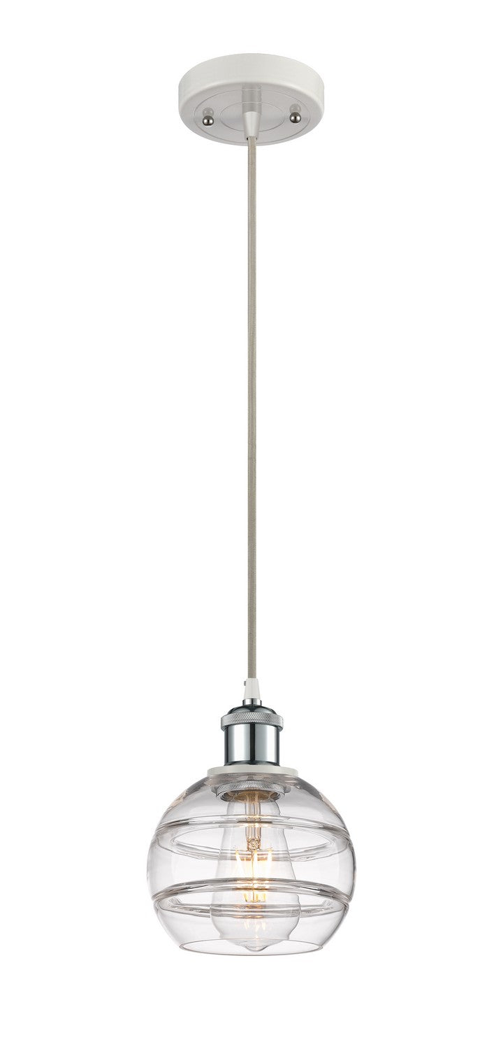 Innovations 516-1P-WPC-G556-6CL One Light Mini Pendant, White Polished Chrome