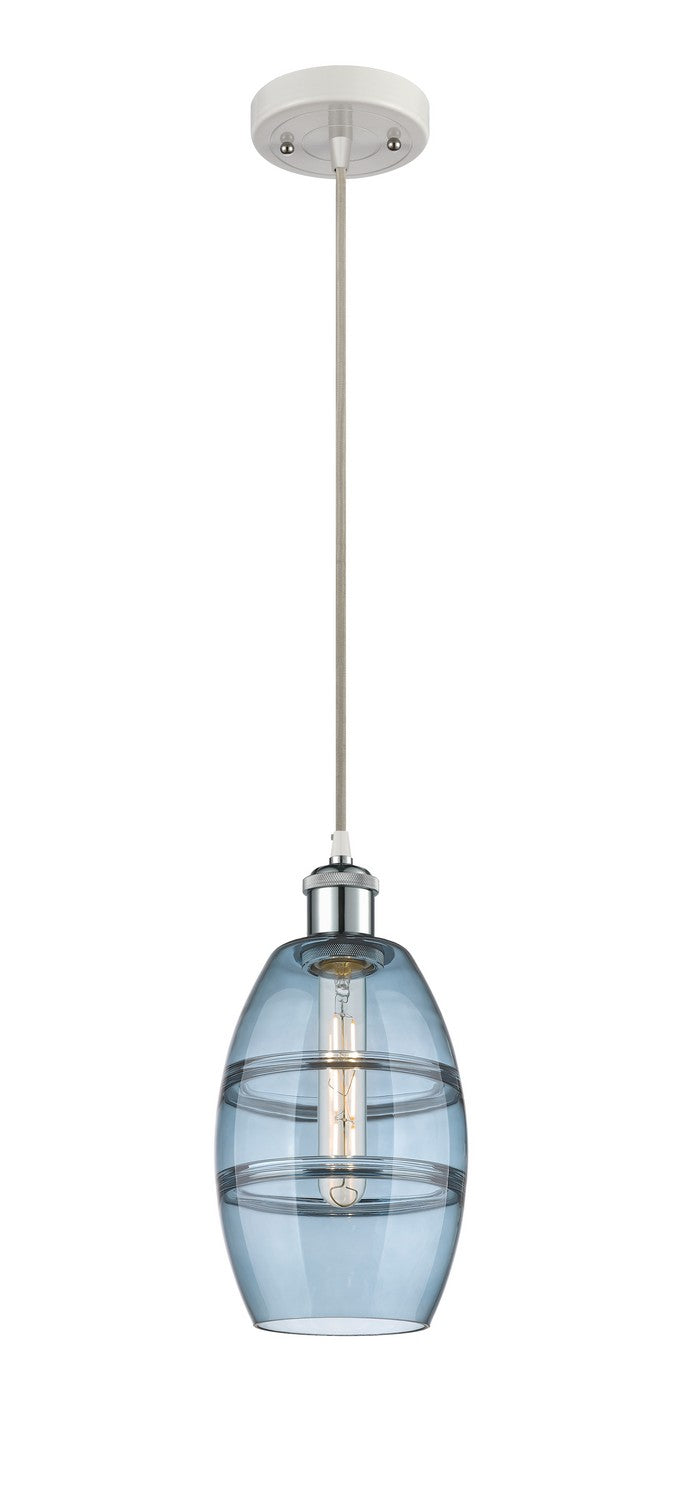 Innovations 516-1P-WPC-G557-6BL One Light Mini Pendant, White Polished Chrome
