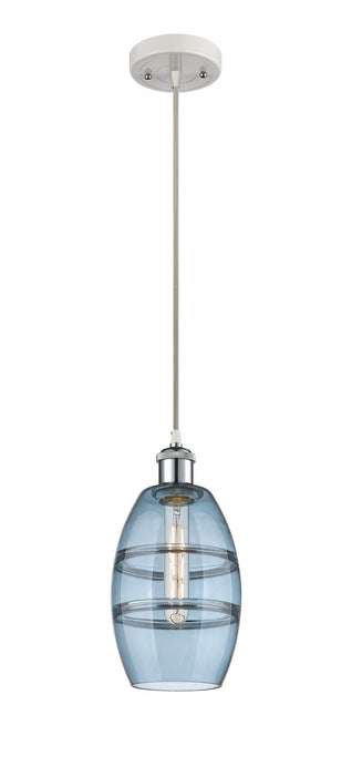 Innovations 516-1P-WPC-G557-6BL One Light Mini Pendant, White Polished Chrome
