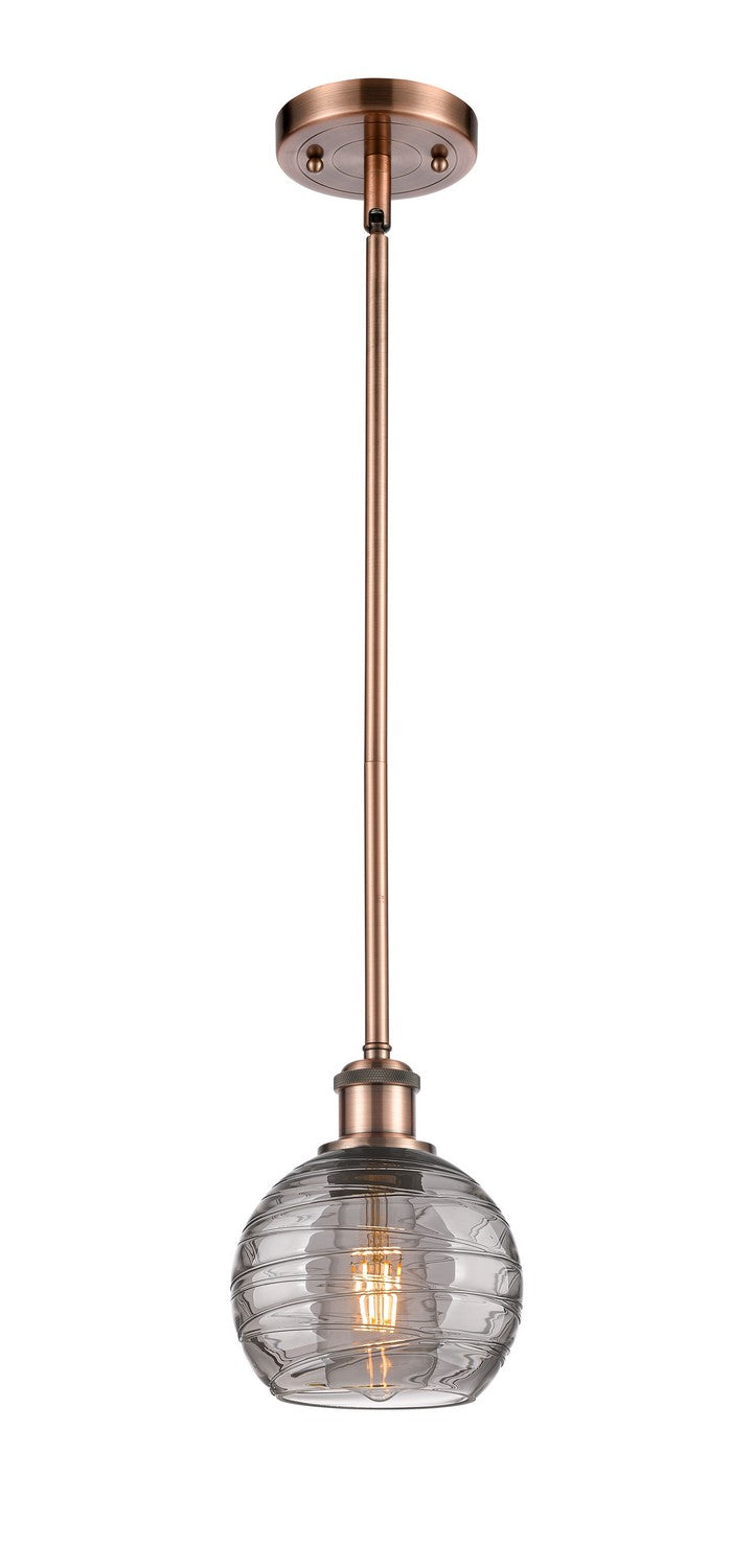 Innovations 516-1S-AC-G1213-6SM One Light Mini Pendant, Antique Copper