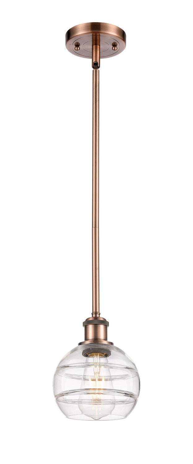 Innovations 516-1S-AC-G556-6CL One Light Mini Pendant, Antique Copper