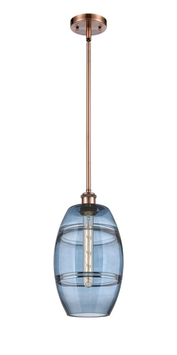 Innovations 516-1S-AC-G557-8BL One Light Mini Pendant, Antique Copper