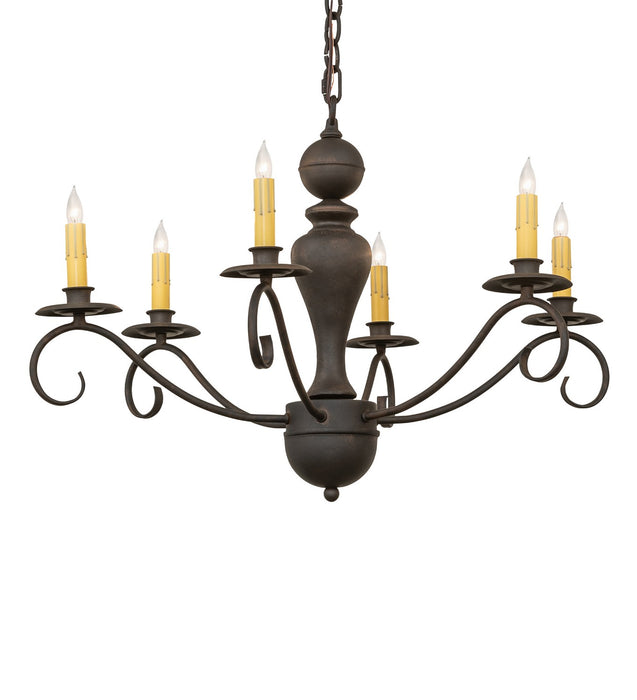 Meyda Tiffany 119639 Six Light Chandelier, Chestnut
