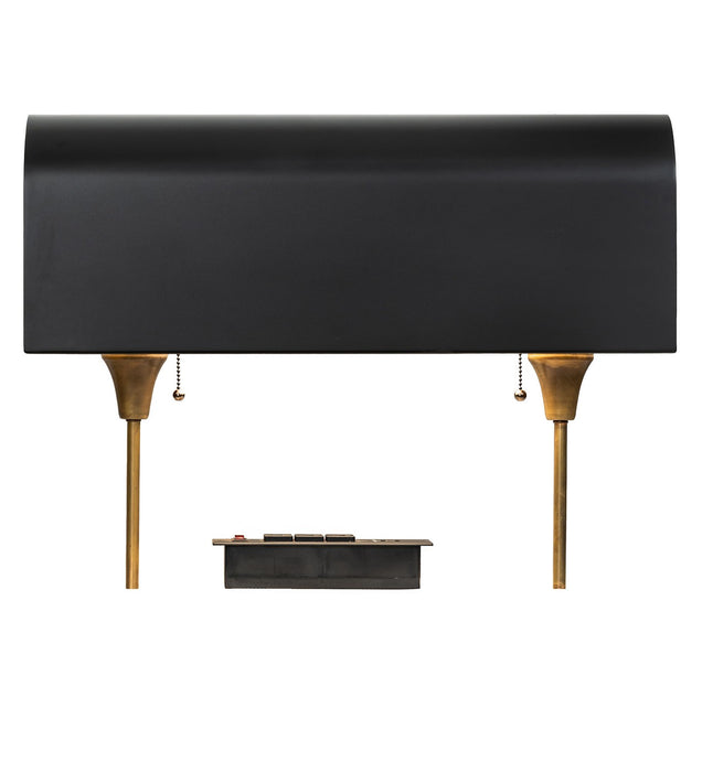 Meyda Tiffany 229490 Two Light Table Lamp, Solar Black/Vintage Brass/Matte White