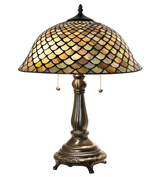 Meyda Tiffany 268098 Two Light Table Lamp, Mahogany Bronze
