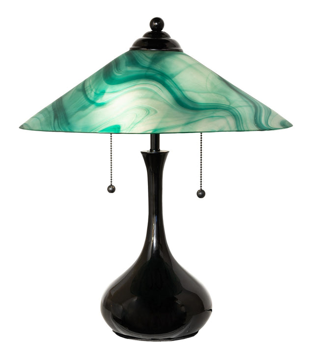 Meyda Tiffany 267261 Two Light Table Lamp, Black Metal