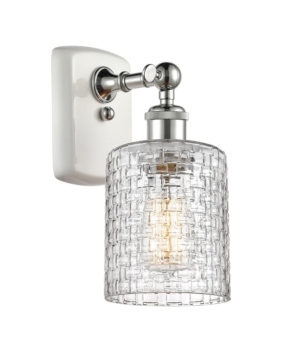 Innovations 516-1W-WPC-G112C-5CL One Light Wall Sconce, White Polished Chrome