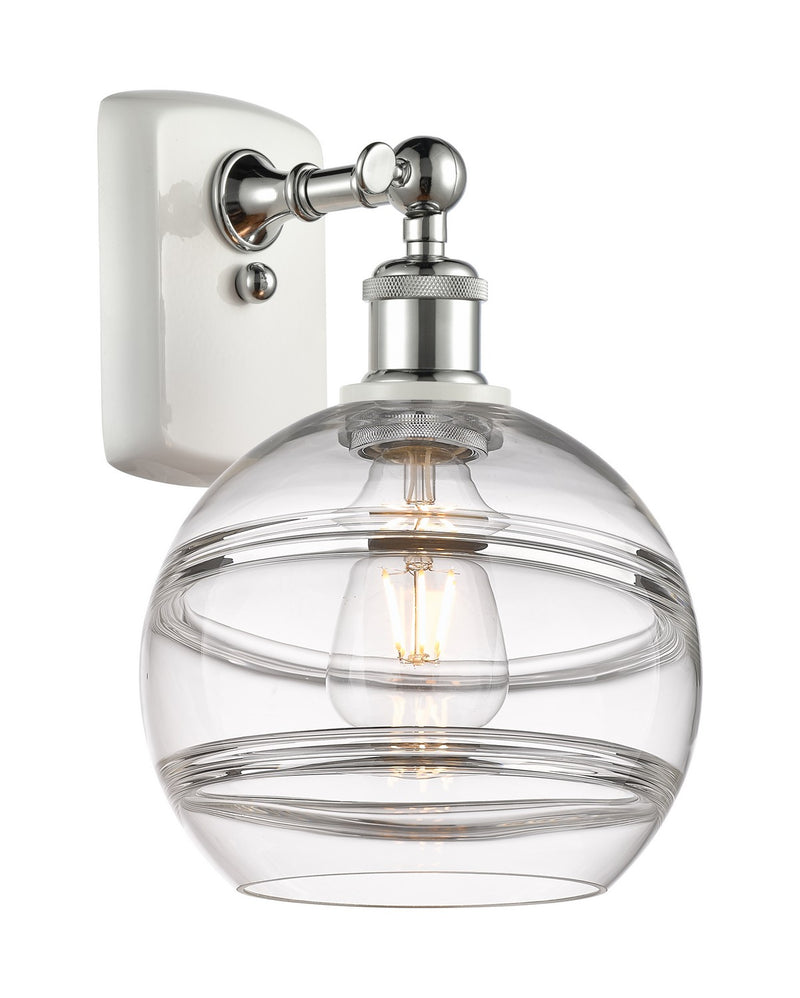 Innovations 516-1W-WPC-G556-8CL One Light Wall Sconce, White Polished Chrome