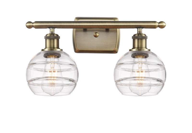 Innovations 516-2W-AB-G556-6CL Two Light Bath Vanity, Antique Brass