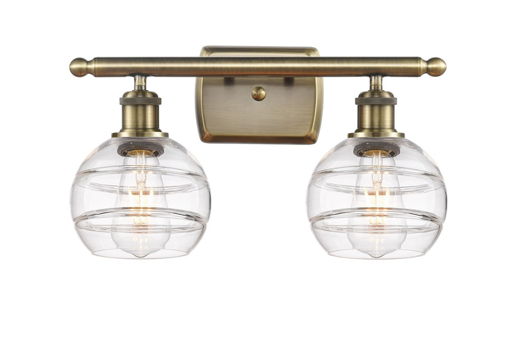 Innovations 516-2W-AB-G556-6CL Two Light Bath Vanity, Antique Brass