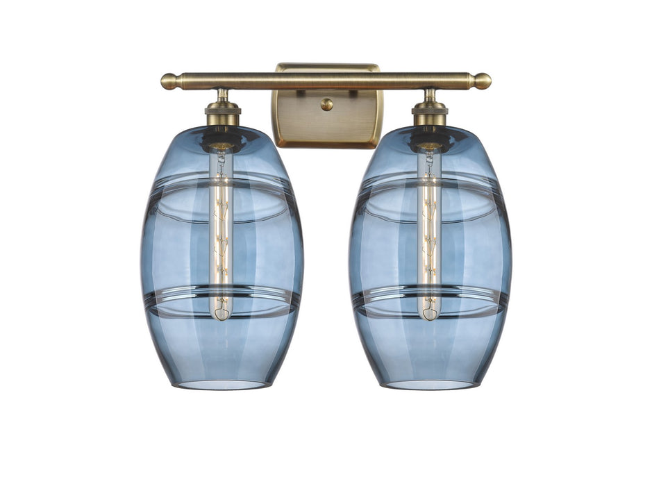 Innovations 516-2W-AB-G557-8BL Two Light Bath Vanity, Antique Brass