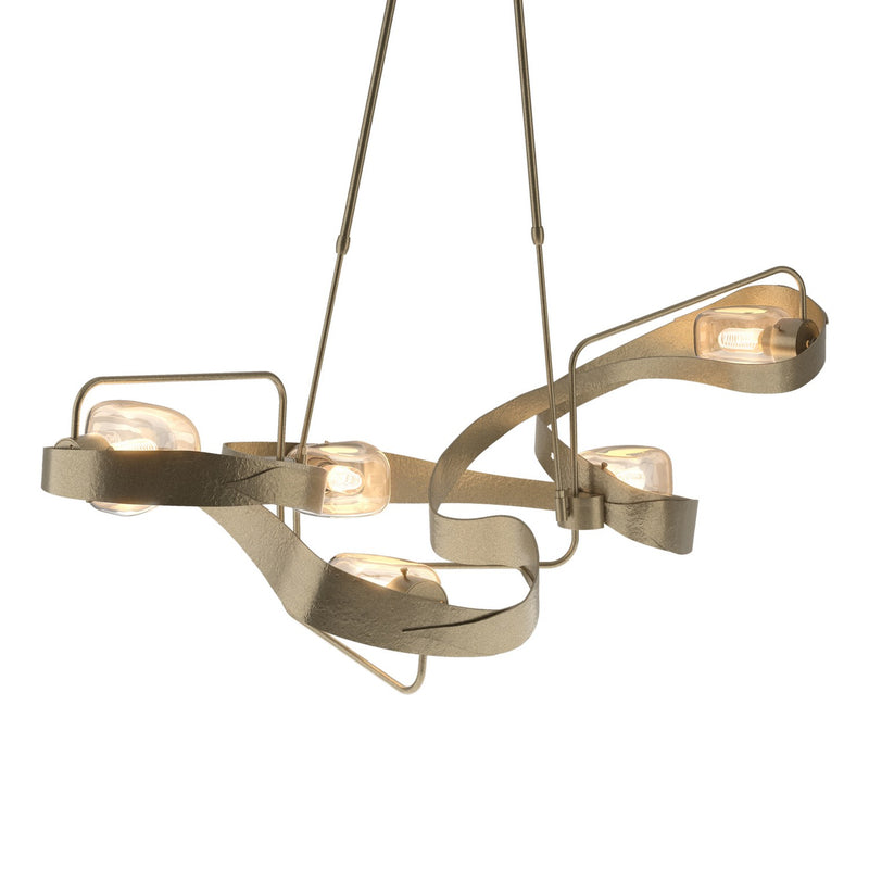 Hubbardton Forge 137820-SKT-LONG-84-ZM0549 Five Light Pendant, Soft Gold