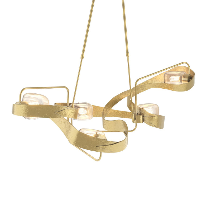 Hubbardton Forge 137820-SKT-SHRT-86-ZM0549 Five Light Pendant, Modern Brass