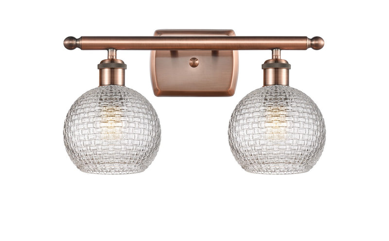 Innovations 516-2W-AC-G122C-6CL Two Light Bath Vanity, Antique Copper