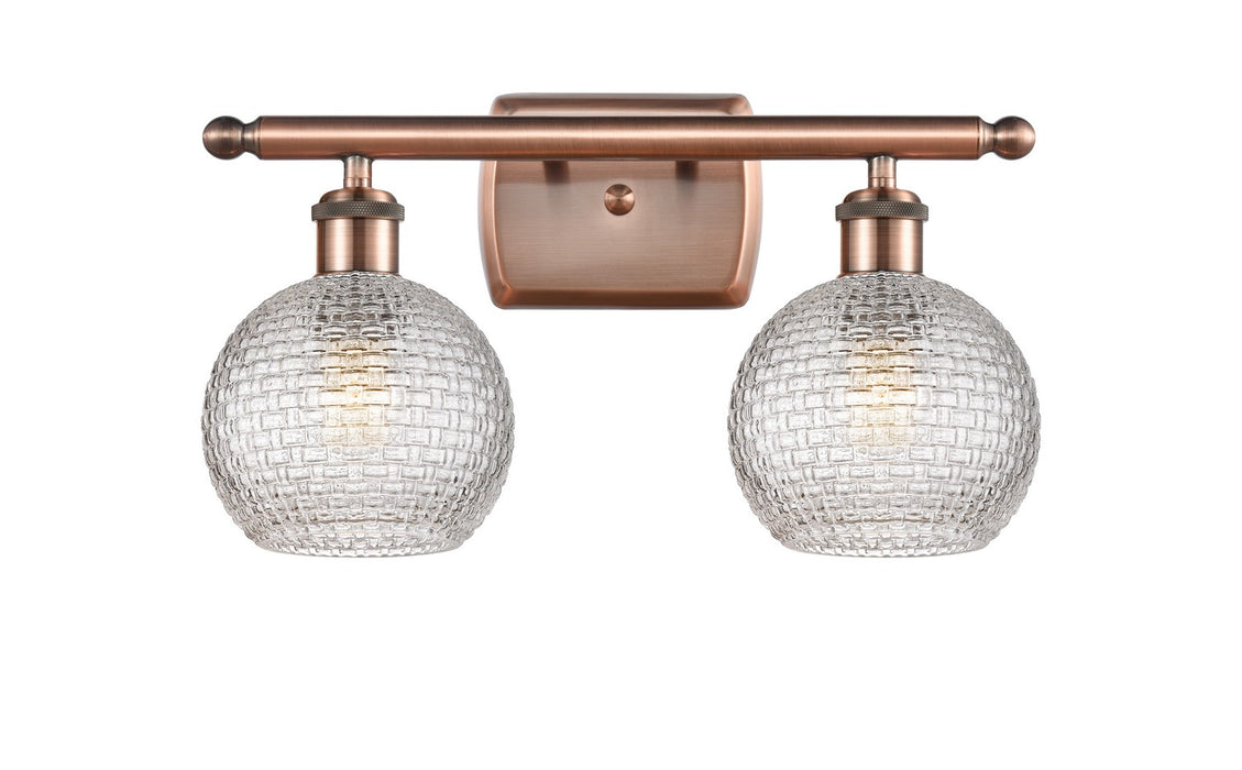 Innovations 516-2W-AC-G122C-6CL Two Light Bath Vanity, Antique Copper