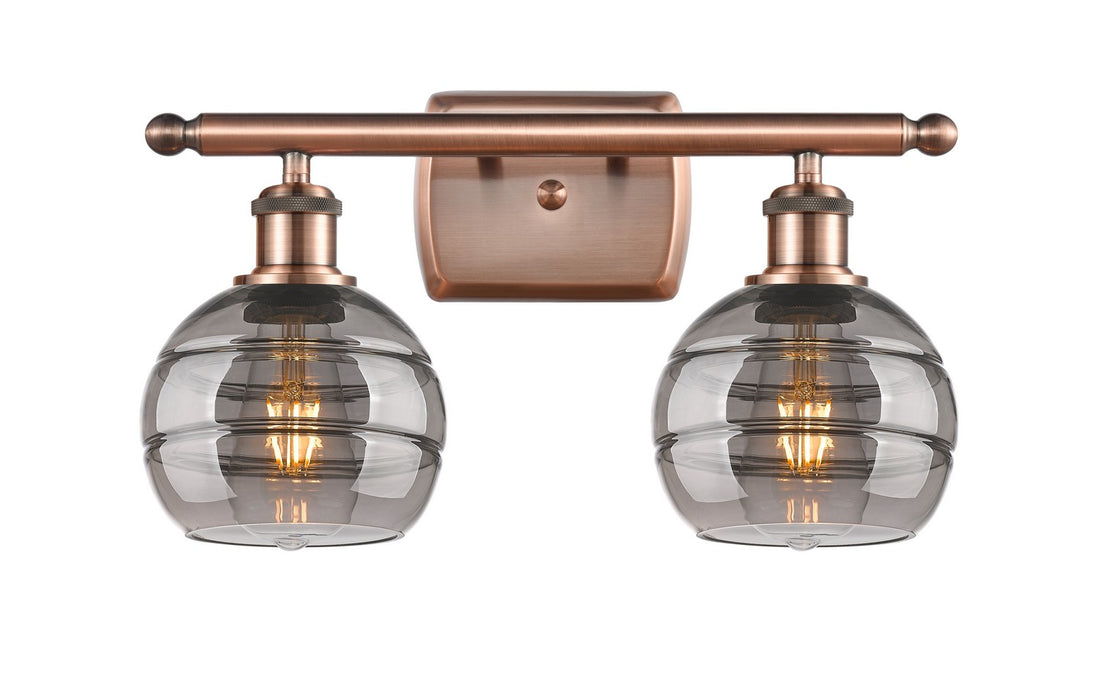 Innovations 516-2W-AC-G556-6SM Two Light Bath Vanity, Antique Copper