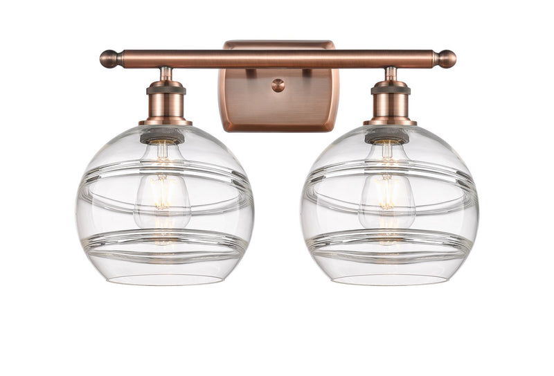 Innovations 516-2W-AC-G556-8CL Two Light Bath Vanity, Antique Copper
