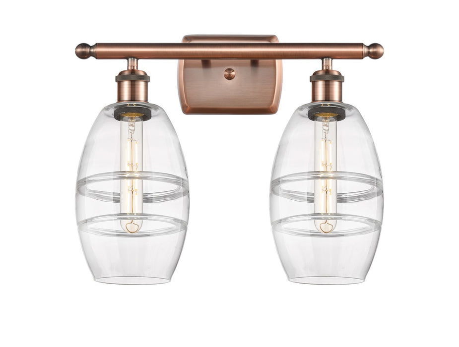 Innovations 516-2W-AC-G557-6CL Two Light Bath Vanity, Antique Copper