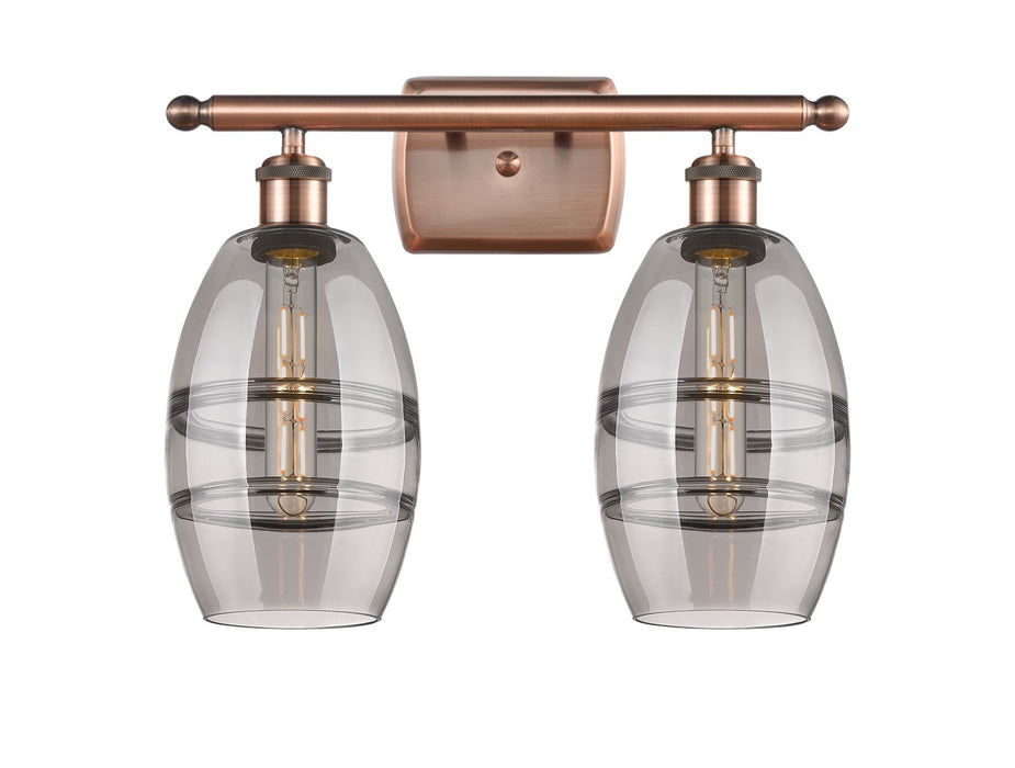 Innovations 516-2W-AC-G557-6SM Two Light Bath Vanity, Antique Copper
