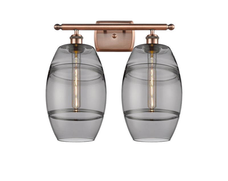 Innovations 516-2W-AC-G557-8SM Two Light Bath Vanity, Antique Copper