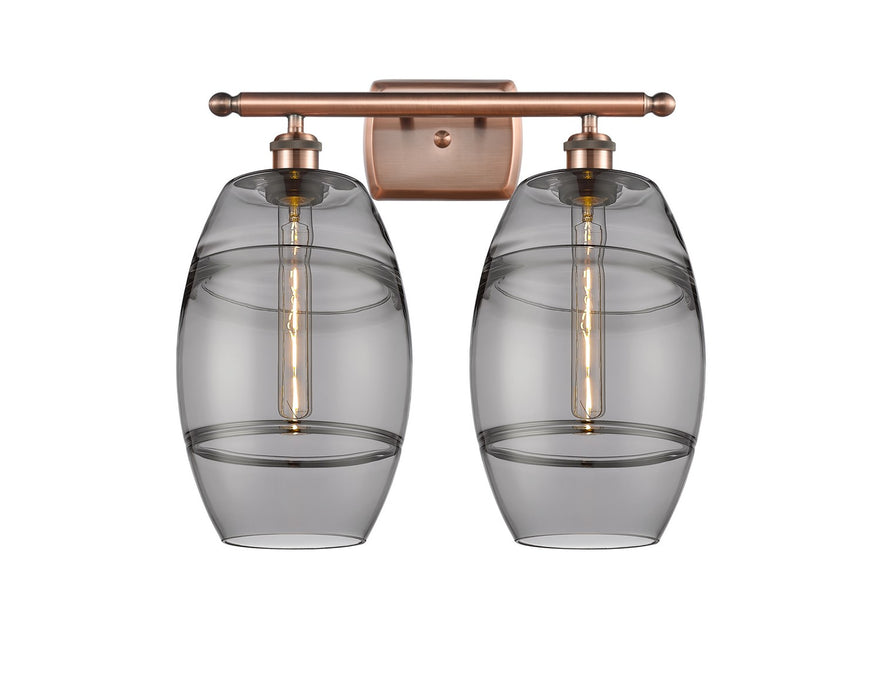 Innovations 516-2W-AC-G557-8SM Two Light Bath Vanity, Antique Copper