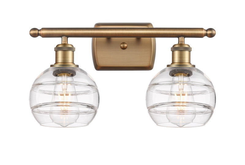Innovations 516-2W-BB-G556-6CL Two Light Bath Vanity, Brushed Brass