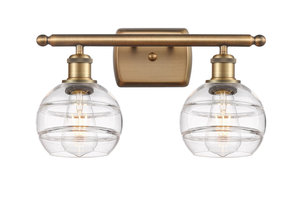 Innovations 516-2W-BB-G556-6CL Two Light Bath Vanity, Brushed Brass