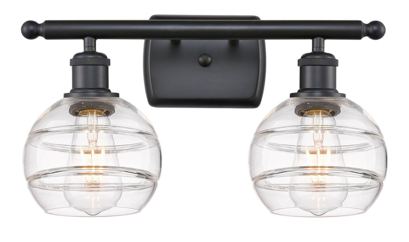 Innovations 516-2W-BK-G556-6CL Two Light Bath Vanity, Matte Black
