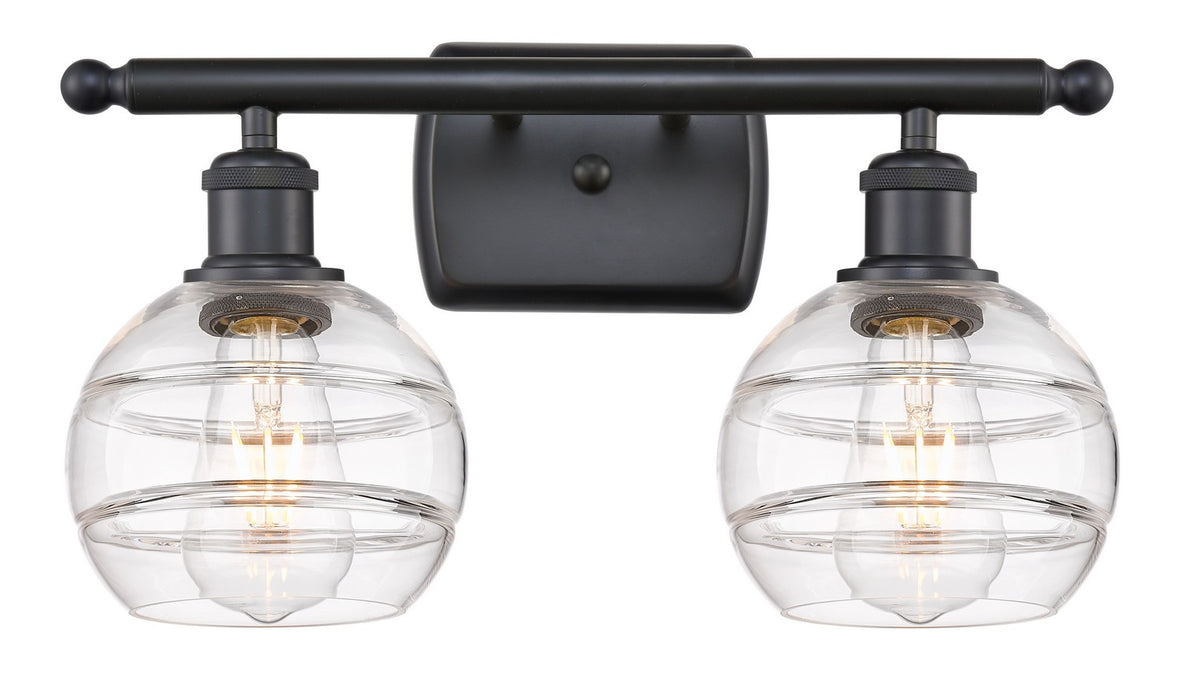 Innovations 516-2W-BK-G556-6CL Two Light Bath Vanity, Matte Black