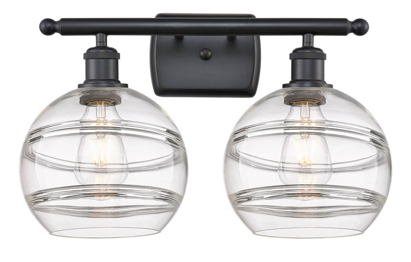 Innovations 516-2W-BK-G556-8CL Two Light Bath Vanity, Matte Black