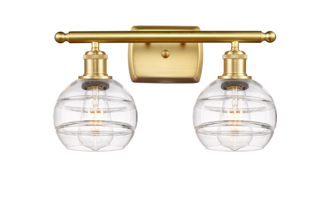 Innovations 516-2W-SG-G556-6CL Two Light Bath Vanity, Satin Gold