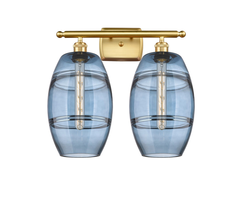 Innovations 516-2W-SG-G557-8BL Two Light Bath Vanity, Satin Gold