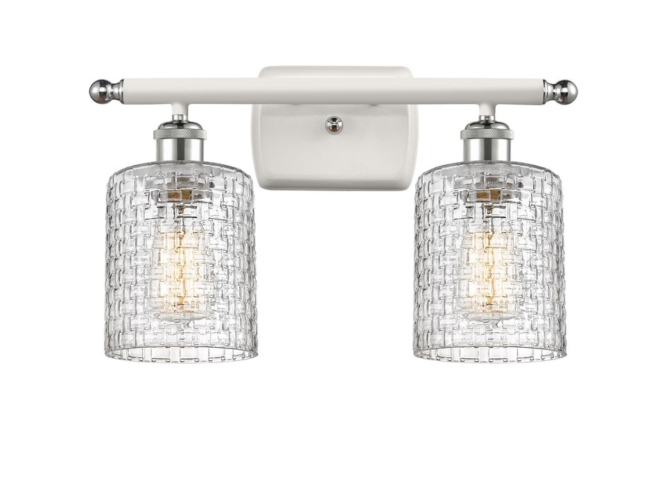 Innovations 516-2W-WPC-G112C-5CL Two Light Bath Vanity, White Polished Chrome