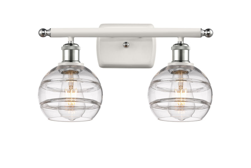 Innovations 516-2W-WPC-G556-6CL Two Light Bath Vanity, White Polished Chrome