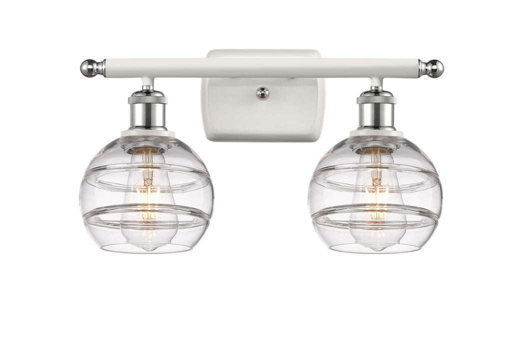 Innovations 516-2W-WPC-G556-6CL Two Light Bath Vanity, White Polished Chrome